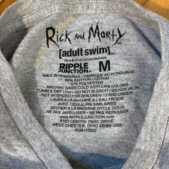 Rick and Morty AdultSwim Cotton/poly blend Gray T shirt size M - Picture 4 of 8